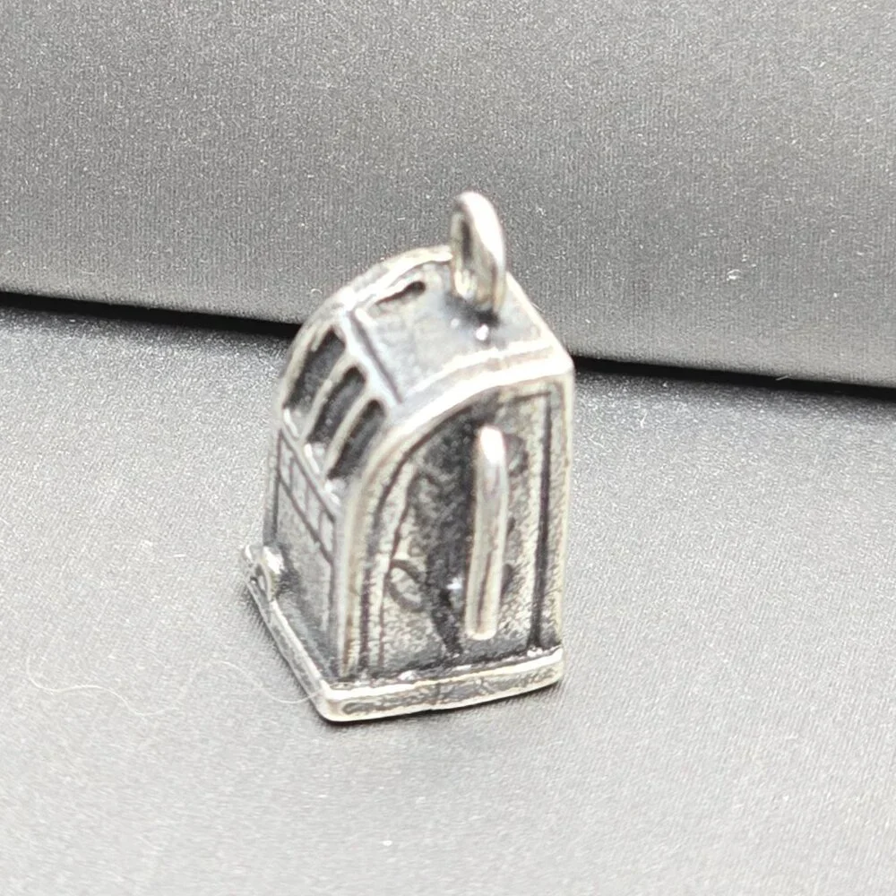 VTG Sterling Silver Slot Machine Charm 5/8" Hollow Figural Gambling Pendant - Picture 4 of 10